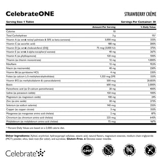 CelebrateONE Multivitamínico Bariátrico Una Vez al Día sin Hierro, Masticabile