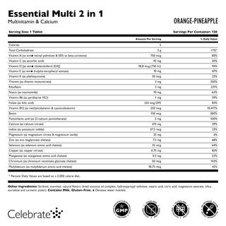 Essential Multi 2 em 1 Multivitamínico com Cálcio, Mastigável