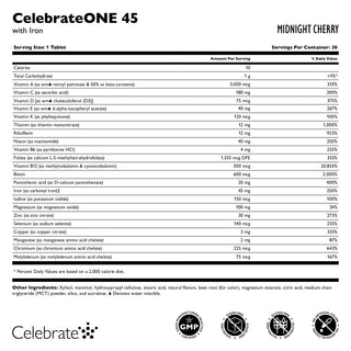 CelebrateONE 45 Multivitamínico Bariátrico de toma única diária com Ferro, Mastigável