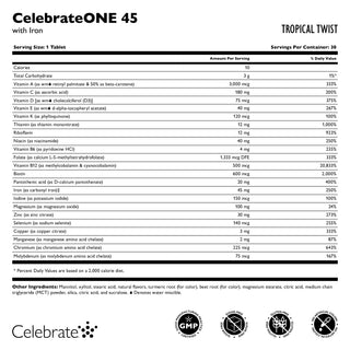 CelebrateONE 45 Once Daily Bariatric Masticabile Multivitamina con Hierro 