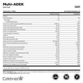 Vitamina Multi-ADEK con 60mg Hierro, Masticabile, Grape