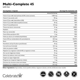 Multi-Complete 45 Bariatric Multivitamin with Ferro, Cápsulas