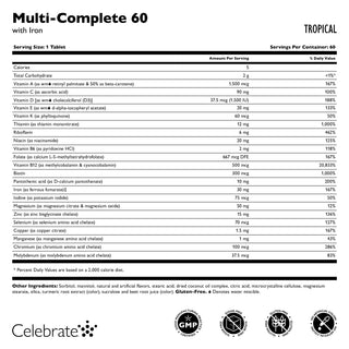 Multivitamínico bariátrico Multi-Complete 60 con Hierro, Masticabile, Tropical