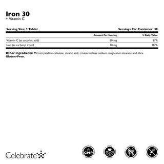 Hierro 30 mg + Vitamina C, Non-Masticabile Tableta