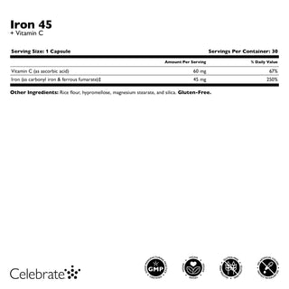 Ferro 45 mg + Cápsulas de Vitamina C 