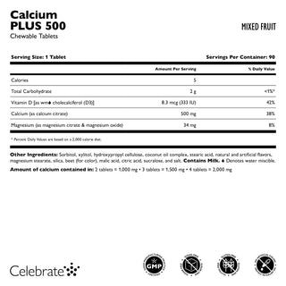 Cálcio PLUS 500, Mastigável