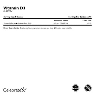 Vitamina D3 625mcg (25.000 UI), Cápsulas