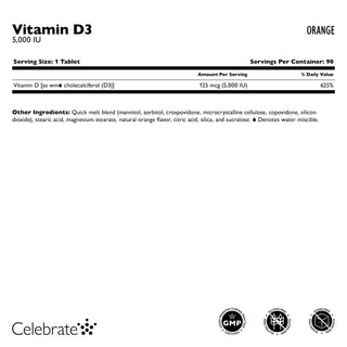 Vitamina D3 125mcg (5.000 UI) Fusão rápida, Orange 