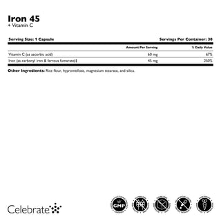 Ferro 45 mg + Vitamina C, Cápsulas