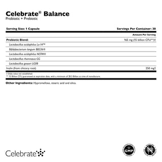 Celebrate® BALANCE Probiótico + Prebiótico, Cápsulas