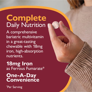 CelebrateONE 18 Multivitamínico Bariátrico de toma única diária com Ferro, Mastigável