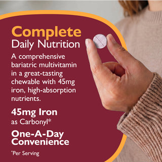 CelebrateONE 45 Multivitamínico Bariátrico de toma única diária com Ferro, Mastigável