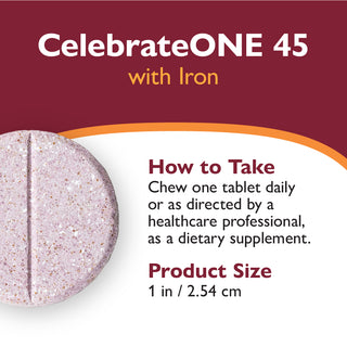 CelebrateONE 45 Multivitamínico Bariátrico de toma única diária com Ferro, Mastigável