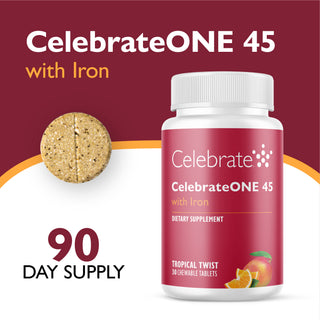 CelebrateONE 45 Multivitamínico Bariátrico de toma única diária com Ferro, Mastigável