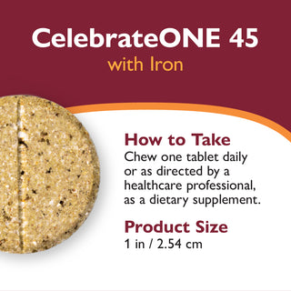 CelebrateONE 45 Multivitamínico Bariátrico de toma única diária com Ferro, Mastigável