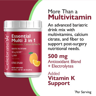 Essential Multi 3 em 1 Multivitamínico com Cálcio, Bebida Mistura