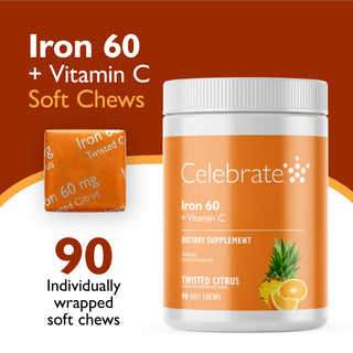 Ferro 60 mg + Vitamina C, mastigável, Twisted Citrus