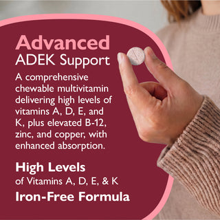 Vitamina Multi-ADEK sem Ferro, Mastigável, Berry Sorbet