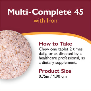 Multi-Complete 45 Bariatric Multivitamin with Ferro, Mastigável