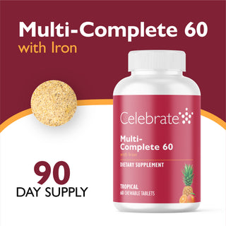 Multi-Complete 60 Bariatric Multivitamin with Ferro, Mastigável, Tropical