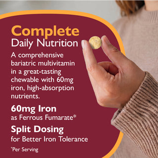 Multi-Complete 60 Bariatric Multivitamin with Ferro, Mastigável, Tropical