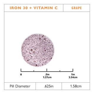 Ferro 30 mg + Vitamina C Mastigável Comprimidos, Grape 